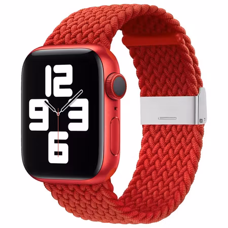 Klockarmband med flätat RÖTT tygband för Apple Watch Ultra / 8/7/6 / SE / 5/4/3/2 (49 mm / 45 mm / 44 mm / 42 mm)