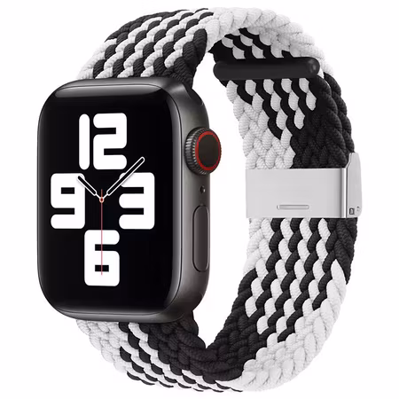Klockarmband med flätat Svart/Vitt tygband för Apple Watch Ultra / 8/7/6 / SE / 5/4/3/2 (49 mm / 45 mm / 44 mm / 42 mm)
