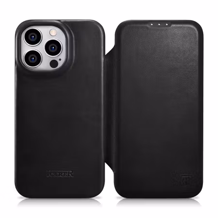 iPhone 14 Pro Max iCarer CE Oil Wax Premium Leather Folio Case Läderfodral