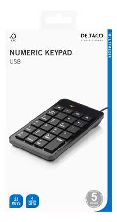 DELTACO Numeriskt Tangentbord – USB, 23 Tangenter, Svart