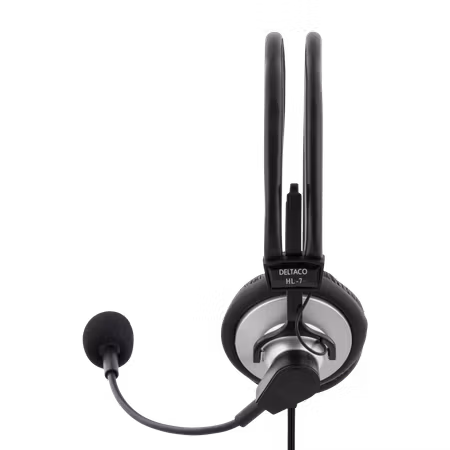 DELTACO HL-7 Headset – 3,5 mm, Volymkontroll & Bommikrofon