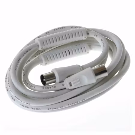 Koaxialkabel 1,5 m – IEC-169-2 Hane till Hona, Vit | För TV & antenn