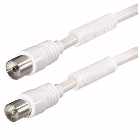 Qbulk Antennkabel 85 dB 7,5m med Ferrit – Vit IEC hane-hona