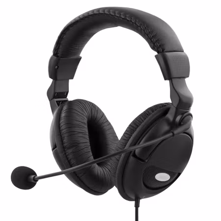Headset HL-9 med mikrofon & volymkontroll – DELTACO, 2x 3,5 mm, svart