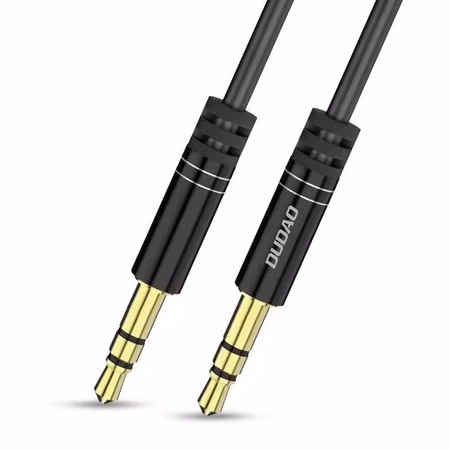 Dudao lång sträckbar kabel AUX minijack 3,5 mm fjäder ~ 150 cm svart