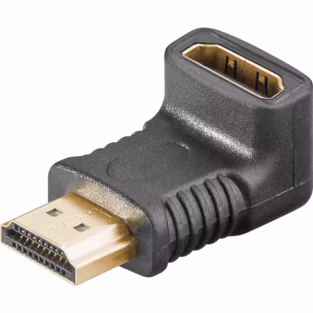 HDMI -vinklad adapter, guldpläterad ( hona (typ A)> HDMI hane (typ A) 270 °)