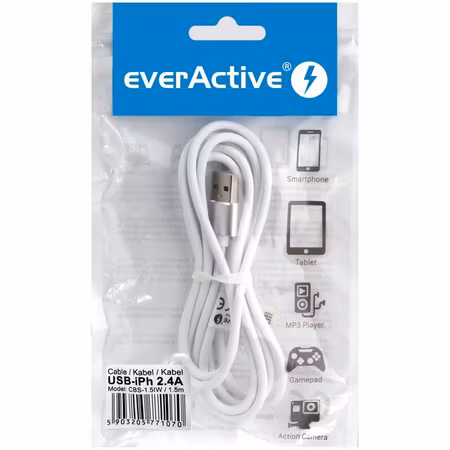 USB -silikonkabel - Lightning / iPhone 150 cm med stöd för snabb laddning, vit
