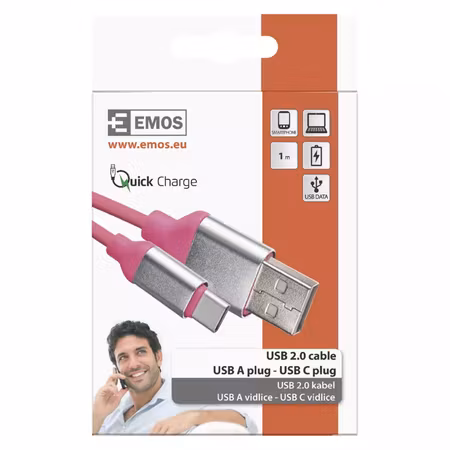 USB 2.0 A till C Kabel 1m Rosa: Idealisk för Laddning och Dataöverföring