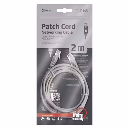 Nätverkskabel, PATCH-Kabel CAT 5E UTP, 2m