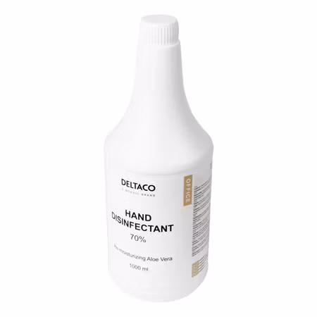 DELTACO OFFICE Handdesinfektionsmedel 1000 ml – 70% Alkohol & Aloe Vera
