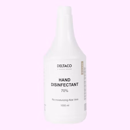 DELTACO OFFICE Handdesinfektionsmedel 1000 ml – 70% Alkohol & Aloe Vera