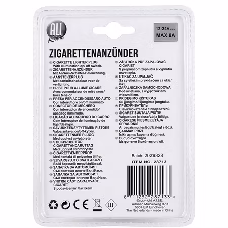 All Ride Cigarette Lighter Plug 12–24V – cigarettändarplugg med belyst brytare