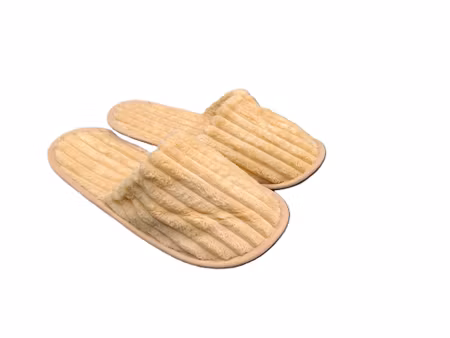 Mjuka ribbade tofflor vuxen 26 cm beige/natur – 1 par