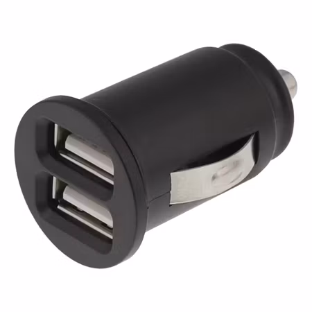 DELTACO USB-billaddare 12 W – 2 × USB-A, svart, 1 st