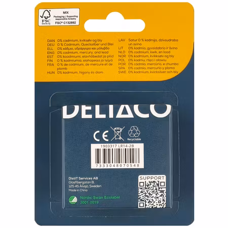 DELTACO C / LR14-batterier – 2-pack