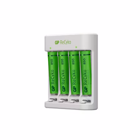 GP ReCyko batteriladdare + 4 × AAA 850 mAh