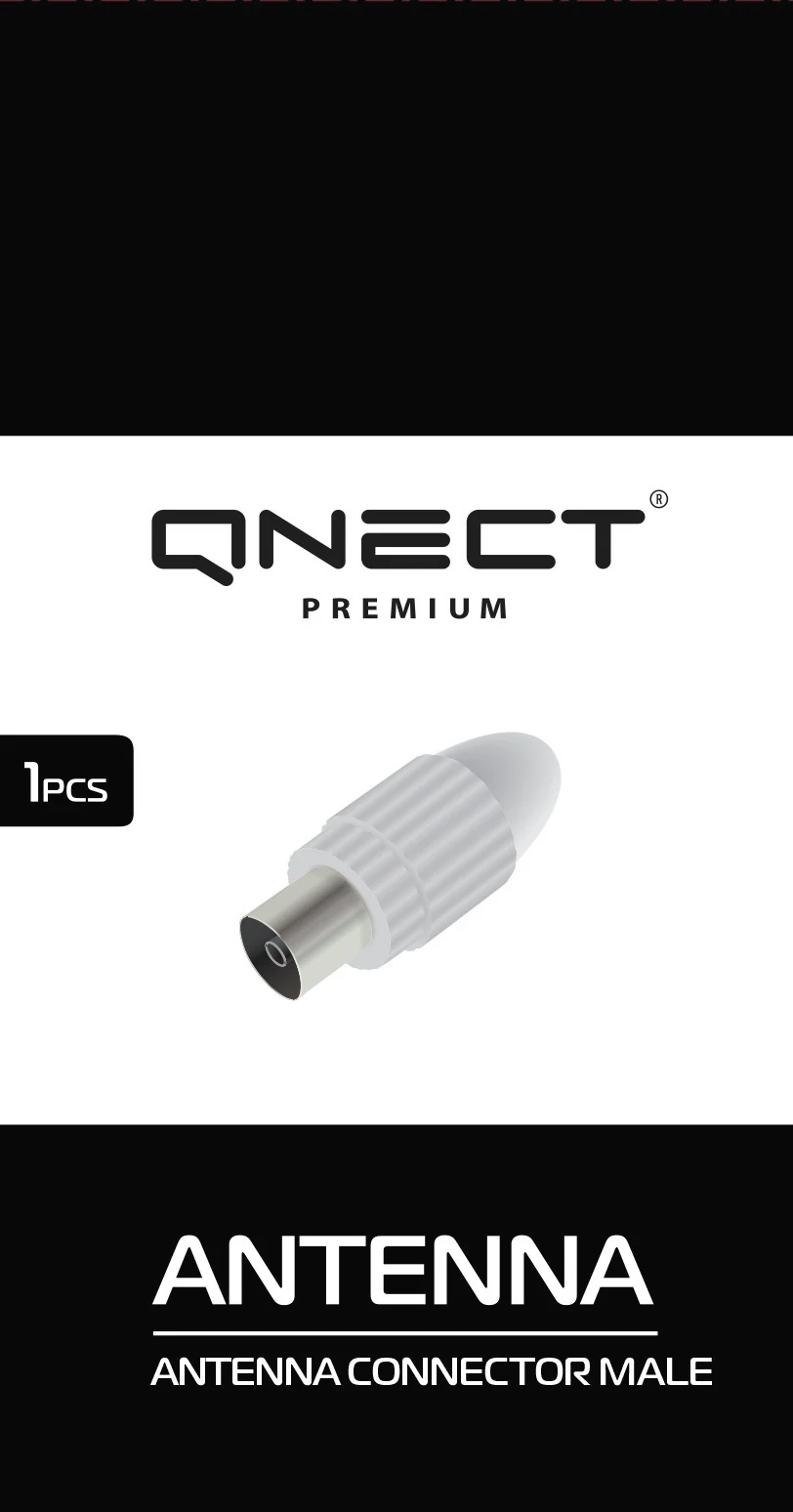 QNECT IEC-antennkontakt hane – rak, vit