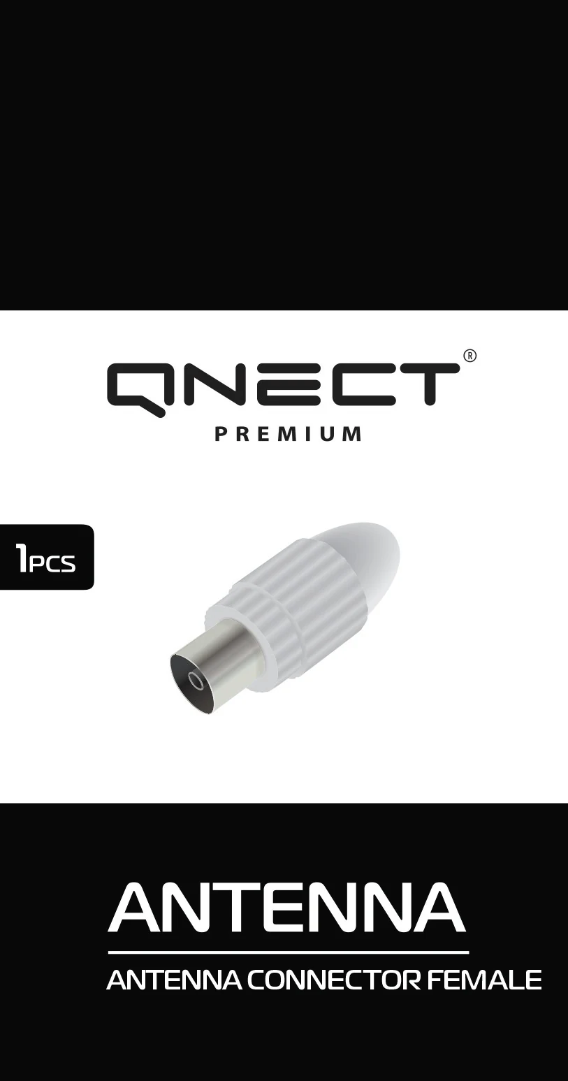 QNECT IEC-antennkontakt hona – rak, vit