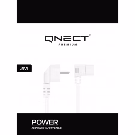 QNECT vinklad nätkabel C13 – 2 m, vit