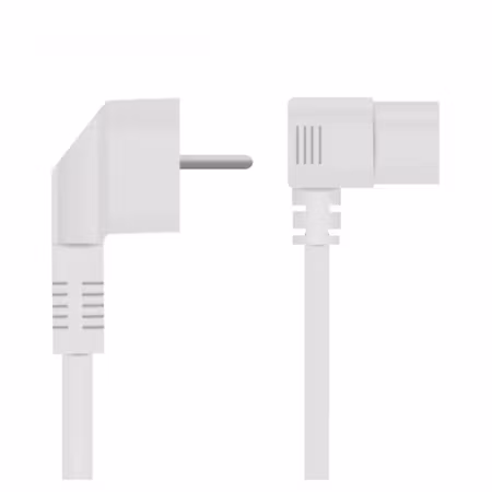 QNECT vinklad nätkabel C13 – 2 m, vit