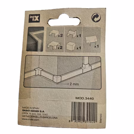 Inofix Plasfix skarv- & hörnset 30×11,5 mm – vit, modell 3440