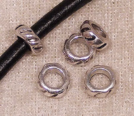 Mellandel, antiksilver, randig smal rondell