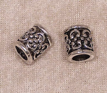 Mellandel m stort hål, mönstrad cylinder, antiksilver