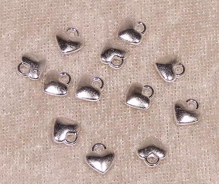 Miniberlock, hjärta, antiksilver