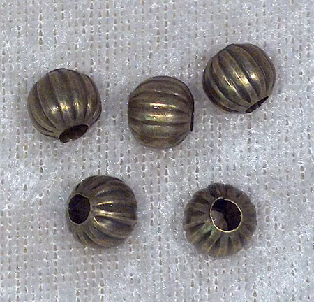 Melonpärlor, antikbrons, 8 mm
