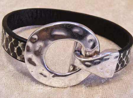 Togglelås för platt rem, antiksilver, rund