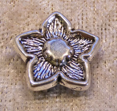 Mellandel, blomma, antiksilver, för platt rem