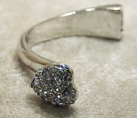 Stel armbandsdel/fäste, hjärta med strass
