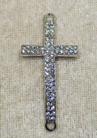 Connector, strasskors, välvt, silver