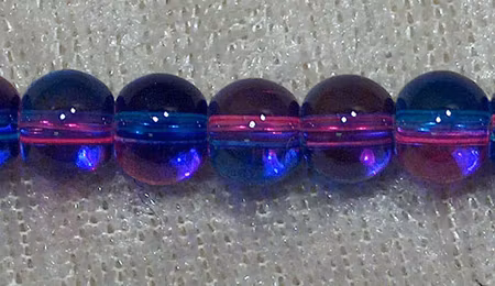 Glaspärla, Kornblå/Magenta, 6 mm
