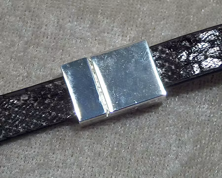 Fäste/magnetlås, ljus silver, för platta remmar