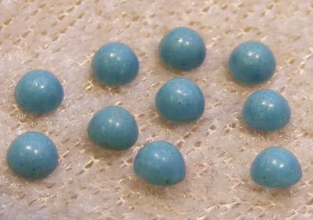 Cabochoner, plattrund, äkta turkos, ca 3x2 mm