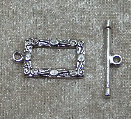 Togglelås, rektangulärt, antiksilver