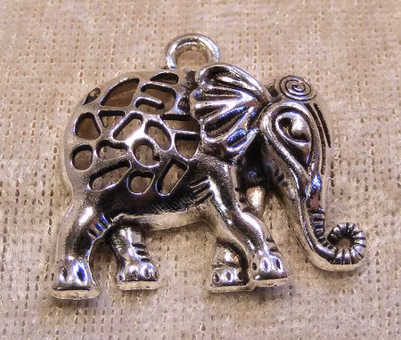 Berlock/hänge, elefant, antiksilver