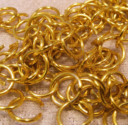 Bindringar, aluminium, Guld, 8x1 mm