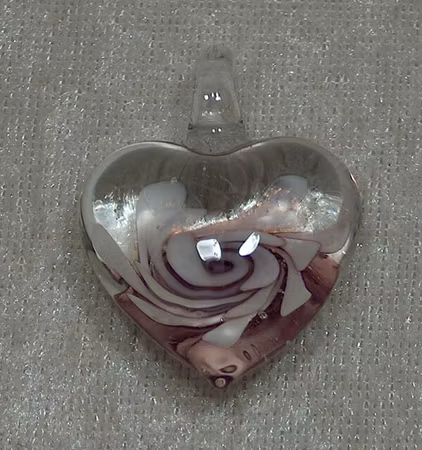 Glashänge, Hjärta, Transparent/offwhite/lila