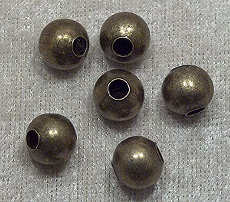 Rund bronsfärgad metallpärla, 10 mm, stort hål