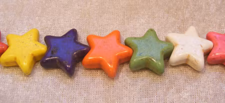 Turkoser, stjärnor, färgmix, ca 20 mm
