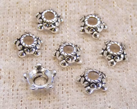 Pärlhatt, 5-uddig, antiksilver, 5,5 mm
