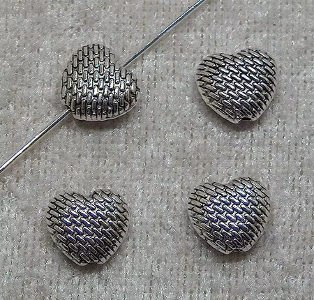 Hjärta, mellandel, flätad, antiksilver