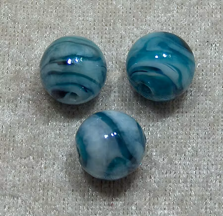 Lampwork, Rund, Offwhite/Turkos
