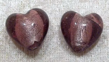 Silverfoil S hjärta, Plommon, 15x15 mm