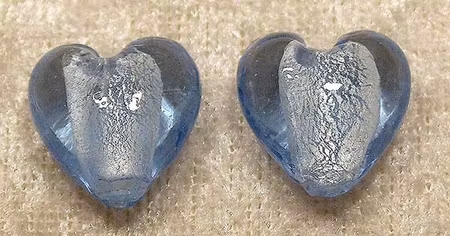 Silverfoil S hjärta, Ljusblå, 15x15 mm