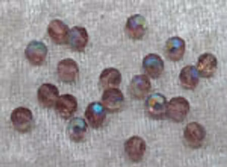 Facetterad rund kristallpärla, Ametist AB, 4 mm