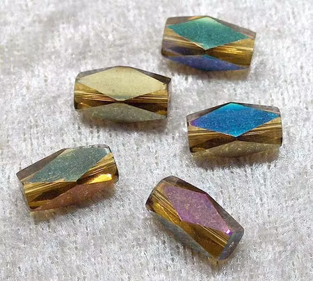 Facetterad rektangel, Honung, Multicolor plated