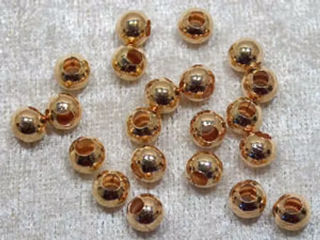 Metallpärla, guld,   4 mm